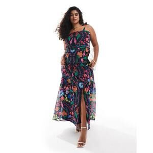 Hope & Ivy Lucia Tie Sleeve Multicolor Plus Size Women’s Sz 28 Belted Maxi Dress